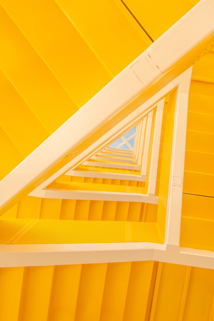 stylish yellow stairway in creative building